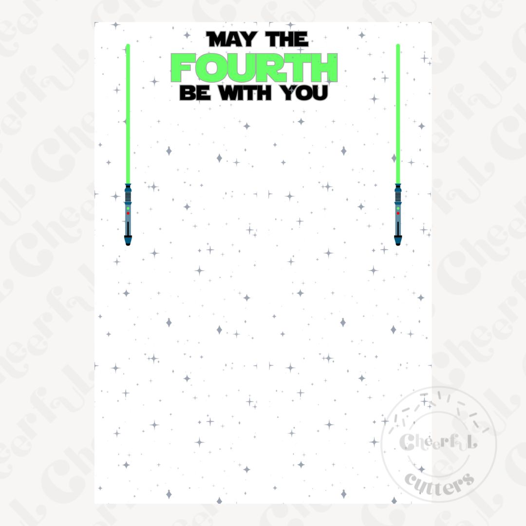 May The Fourth Be With You light background printable cookie card instant download space wars