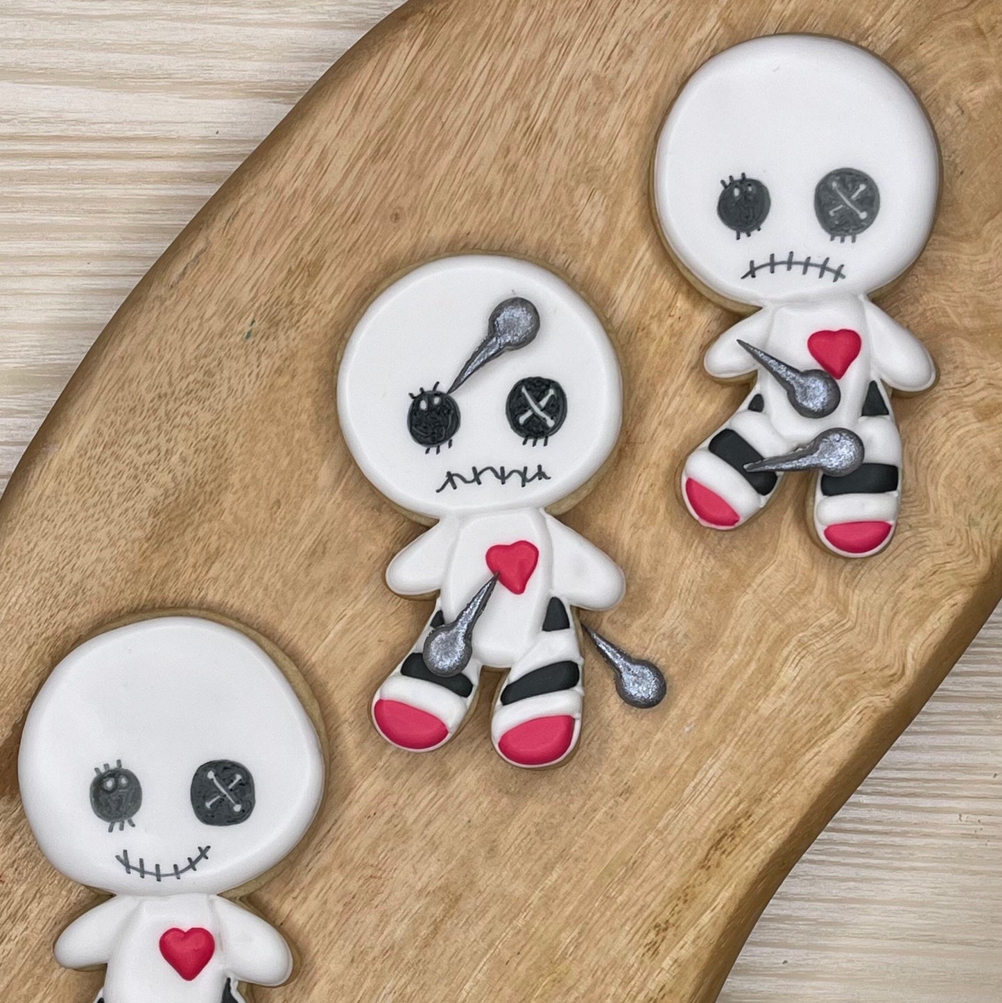 Voodoo doll cookie cutter with 1 inch fondant push pin cutter
