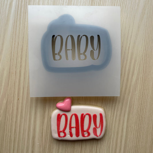 Baby plaque cookie cutter and stencil set