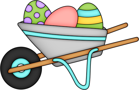 Wheelbarrow filled with Easter eggs  Spring cutter