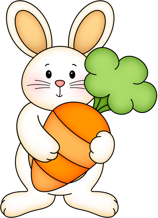 Easter bunny holding a carrot cookie cutter