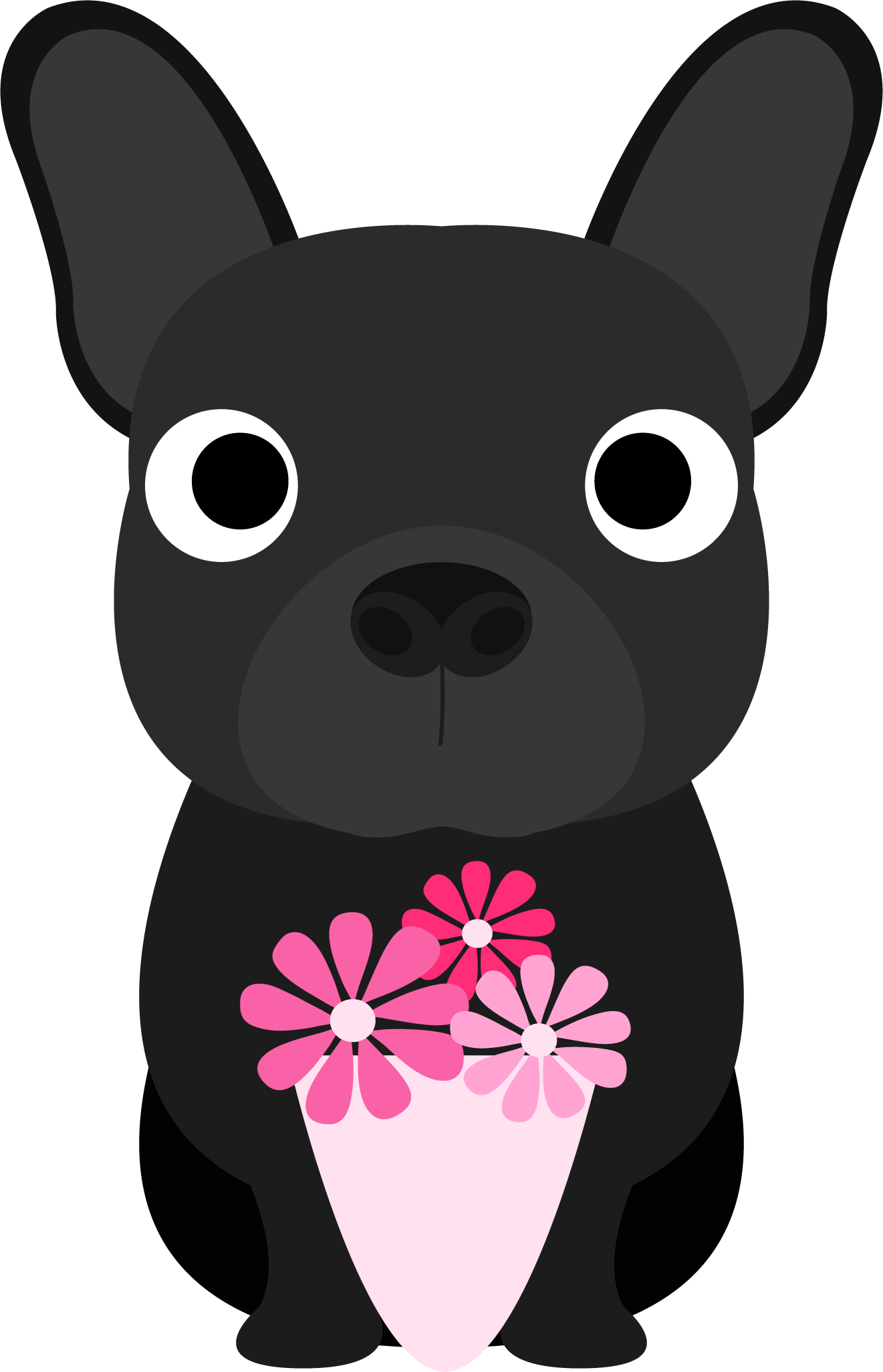 Valentine’s Day dog holding flowers