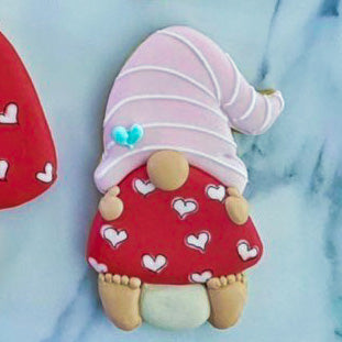 Gnome with mushroom Valentine cookie cutter